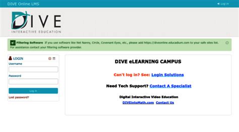 DIVE Online LMS Filtering Software If you use software like Net Nanny, Circle, Covenant Eyes, etc. . Dive online educadium